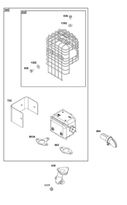 Part Location Diagram of 595433 Briggs and Stratton Guard-Muffler